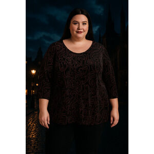 Notations Womens Velvet Whimsigoth Top Size 1X Paisley Grunge Stretch Witchy